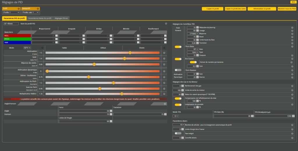 PID WAF pour BetaFPV Meteor75 Pro O4